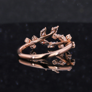 Stars gem Damen schmuck 9K <span class=keywords><strong>10K</strong></span> 14K <span class=keywords><strong>Gold</strong></span> Leaf Lab Grown Diamond Verlobung Eheringe - Product Image 3