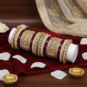 Elegant Designer Kundan Stone & Pearl Acrylic Bangles Premium Fine Jewelry Bridal Collection - Product Image 3