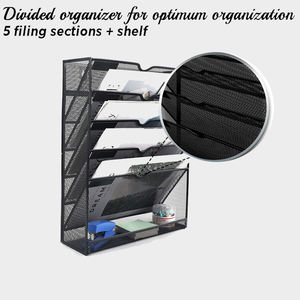 Wikoune 5 طبقات معلقة في صينية تنظيم حرف شبكة معدنية مثبتة على الحائط Offical - Product Image 2