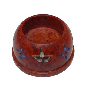 Decorative Soapstone Colored <b>Tea</b> <b>Light</b> <b>Candle</b> <b>Holder</b> With Leaf Inlay Design for Christmas Party - Product Image 1