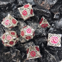 7 buah/set Rpg polihedral kustom dadu penjara berwarna-warni dan naga permainan padat Dnd dadu logam berongga