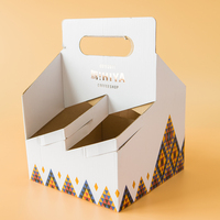 Plateaux porte-gobelets en papier kraft ondulé portables pour 2/4 gobelets avec poignée, boîtes pliables, laminage mat, recyclables