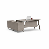Bureau de direction en forme de L en acier moderne et luxueux Space United, mobilier de bureau contemporain pour PDG
