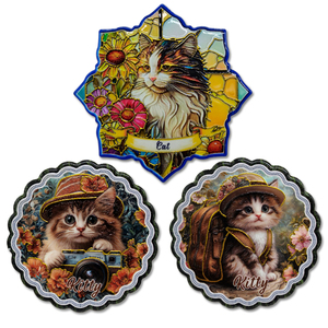 Posavasos Decorativo de Mesa con Logotipo Personalizado Impreso en 3D, Diseño Vintage de Animales, Posavasos de Cerámica con Diseño de Gato y Perro - Product Image 2