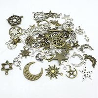 12 breloques en alliage Antique, pour pendentif mixte, soleil, lune, étoile, pour la fabrication de collier, de boucles d'oreilles, vente en gros