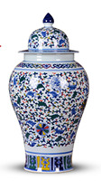 Vase en céramique bleu et blanc antique avec couvercle, décoration intérieure classique chinoise, vase de table pour la maison