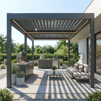 Pergola bioclimatique motorisée avancée avec contrôle des lames à double zone, véranda personnalisée pour balcon et grand espace extérieur