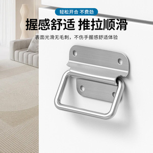 Stainless Steel Folding Handles 50 75 100 Mm <b>Brushed</b> Surface Mount Drawer Box Tool Pull Ring Handle Durable - Product Image 3
