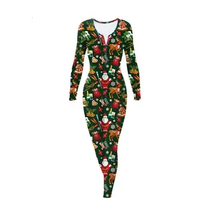 بيع بالجملة onsies لعيد الميلاد ملابس نوم بيجامات onesi طباعة مخصصة onesie للنساء الكبار عيد الميلاد ارتداءها