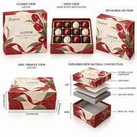 Boîte cadeau personnalisée avec base et couvercle rigides, emballage pour fleuriste, chocolat de la Saint-Valentin, papier couché imprimé CMYK, carton gris, laminé brillant