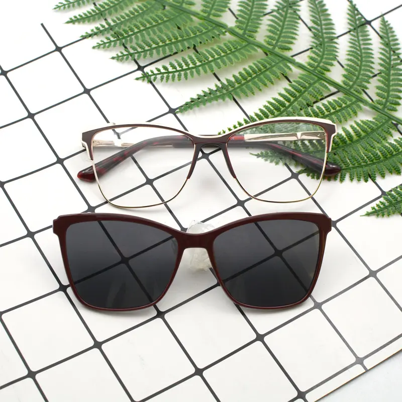 TAC Sunglasses Cat Eye Polarized Clip on Eyeglasses Women Optical Retro Glasses Men Eyewear Metal Frames