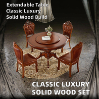 Ensemble de salle à manger de style traditionnel européen de luxe, meubles en bois massif, convertible, extensible, pliable pour la maison, l'hôtel, l'appartement