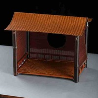 Présentoir de bureau multifonctionnel double niveau en bambou tressé de style chinois, non pliable, durable, pour service à thé et tasses
