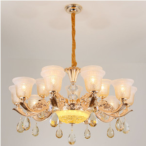 JYLIGHTING lusso chiaro lampadario di cristallo Vintage in lega di zinco ciondolo con paralume in vetro all'ingrosso luci soggiorno - Product Image 4