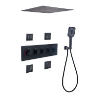 Ensemble de douche thermostatique moderne en laiton noir avec cartouche céramique dissimulée Koala KS-3003, vente directe usine, personnalisable, garantie 5 ans