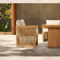 Ensemble de salle à manger de jardin SIGMA en teck massif - Tables et chaises d'extérieur modernes