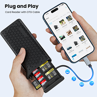 Lecteur de cartes Type-C et étui de rangement prenant en charge CFB, SD 4.0, TF 4.0, stocke un total de 12 cartes, comprend un extracteur de carte SIM