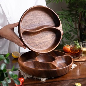 Vente en gros Offre Spéciale <span class=keywords><strong>Assiette</strong></span> de service en bois massif bon marché <span class=keywords><strong>Assiette</strong></span> ronde en bois d'acacia pour la nourriture - Product Image 3