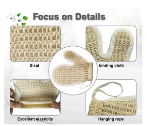 2025 nuovo Logo personalizzato naturale esfoliante bagno <span class=keywords><strong>Sisal</strong></span> guanto da doccia in fibra vegetale esfoliante corpo Scrubber guanto da bagno - Product Image 5