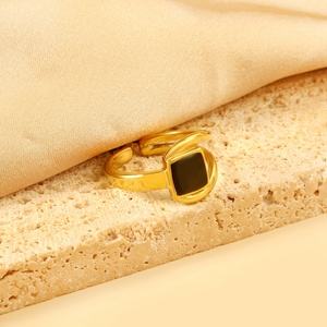 OEM Customized 18K Gold Plated Zircon Enamel <b>Ring</b> Jewelry Stainless Steel Waterproof <b>Open</b> <b>Rings</b> for Women - Product Image 6