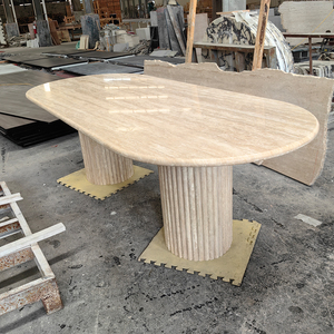 Table ovale en travertin poli blanc de style moderne TMZ OEM/ODM, Turquie, taille et épaisseur personnalisées, projets hôteliers - Product Image 3