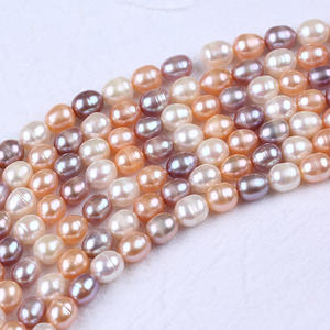 Wholesale DIY Button Shape <b>Freshwater</b> <b>Pearls</b> 7-8mm Loose White Purple Rice Beads Mixed Colors for Necklace <b>Bracelet</b> Making - Product Image 2