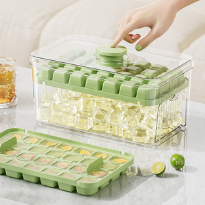 Nhà Máy Bán Buôn Mùa Hè Ice Cube Khay Khuôn Lưới 2 Gói Tủ Đông Tùy Chỉnh 64 Pcs Ice Cube Khay Với Nắp Và Bin Với Container - Product Image 1