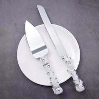 Ensemble de couteaux à gâteau personnalisé Jane Love et serveur pour décor de fête de mariage fournisseur ensembles de vaisselle de luxe gris durable