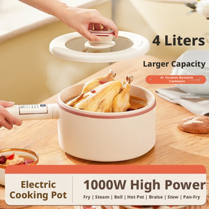 Marmite Électrique Tout-en-un 4L, Revêtement Céramique, 1000W, <span class=keywords><strong>9</strong></span> Modes, Minuteur 24H, Maintien au Chaud 8H, 5 Niveaux de Puissance, Nettoyage Facile, Idéale Dortoir Étudiant et Maison - Product Image 2
