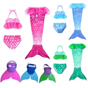 2023 Summer Hot Child Mermaid Tail Swimwear Bikini Sportswear Bikini senza spalline Princess Dress costume da bagno per il nuoto Cartoon WUHU