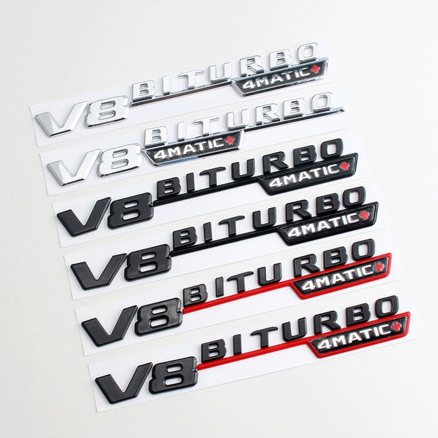 3D ABS Waterproof Car Fender Side Badge Sticker Chrome Letters V8 BITURBO 4MATIC Emblem for Mercedes E63S GLC63 Car Styling