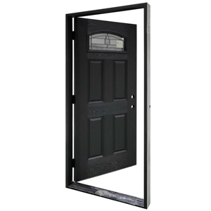 Puerta de <span class=keywords><strong>Entrada</strong></span> Moderna Impermeable de Fibra de Vidrio Precolgada de 36*80 Pulgadas con Acabado Pintado en Gris y Diseño de Vidrio, Gran Venta <span class=keywords><strong>2022</strong></span> - Product Image 1