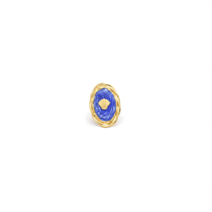 Bague tendance en acier inoxydable 316L plaqué or PVD, design coquille émail bleu, forme ovale - Product Image 2