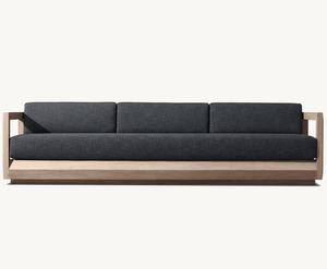 Canapés de jardin en teck massif, meubles de salon d'extérieur modernes et luxueux, fabriqués à la main, 3 places - Product Image 1