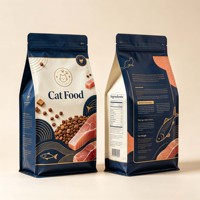Sac à fond plat pour nourriture pour chat, impression personnalisée, réutilisable, en plastique Mylar, fermeture éclair, emballage pour friandises pour animaux de compagnie, sac pour nourriture pour chien