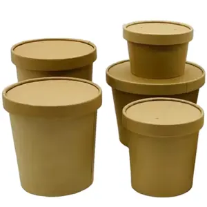 Paper Bowl Soup Container Cup 100% Biodegradable Soup Paper Cup With PLA Paper Lid