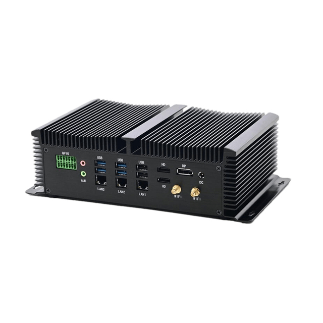Industrial AI Mini Computer 12th Gen I5 1235U Ultra 150U 10cores DDR5 M.2 NVME 8COM 4G Pvmware OpenWrt Fanless Industrial Server