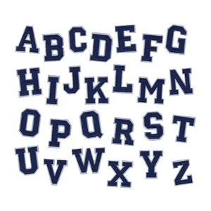 Custom iron on heat pressed navy felt letter patch two layer felt applique A-Z English letters 2.5" varsity letter for hoodies