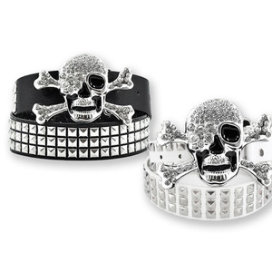 Cintura in Pelle con Ciondolo Teschio in Strass di Alta Qualità, Stile Western Cowboy, Personalizzabile, per Uomo e Donna, Accessorio per Pantaloni, Vendita all'Ingrosso - Product Image 4