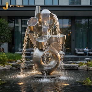 Sculpture abstraite EX601 pour la décoration intérieure, sculpture en acier inoxydable colorée en forme de miroir pour le hall d'hôtel - Product Image 1