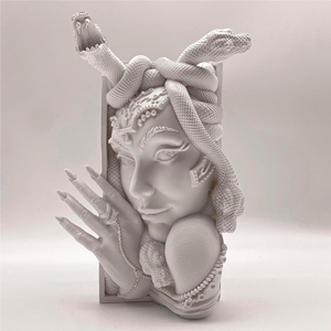3D Printed Modern Medusa Style Resin Sculpture <b>Bookend</b> with Human Face and Snake Design for Birthday Home Study Desktop Ornament - Product Image 4