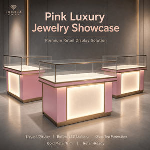 Vetrina Espositiva di Lusso Rosa con Illuminazione LED, Arredamento Personalizzato per Gioiellerie e Boutique - Product Image 1