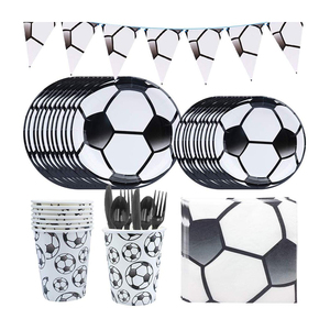 Ensemble de vaisselle jetable sur le thème du football, fournitures pour fête d'anniversaire sur le thème du football - Product Image 1