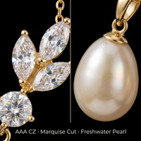Collier et boucles d'oreilles en or plaqué PVD 18 carats avec perle naturelle et zircon, acier inoxydable 316L, bijoux vintage pour femmes, cadeau OEM