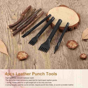 4Pcs 1/2/4/6 Prong Leather Craft Tool Sets Diy Handmade Sewing Leather Tools Hole Punches Lacing Stitching Working Chisel - Product Image 4