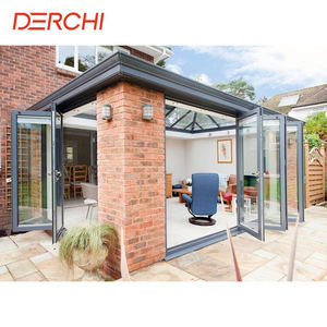DERCHI NFRC Hochleistungs-Gewerbe terrasse Hurricane Energie effiziente Faltglas tür Thermische Trennung Aluminiumglas-Falttüren - Product Image 2