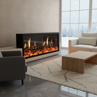 Cheminée électrique LCD avec chauffage réglable - Effets de flamme multi-scènes, simulation de flamme réelle, télécommande