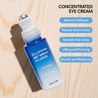Sérum Contour des Yeux Anti-rides à 5% de Caféine, Crème Roller Yeux Bille Massage 360, Cernes, Poches, Hydratant Réducteur de Rides