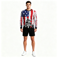 T-shirt à manches longues pour homme, personnalisé OEM ODM, sublimation, course ATV, col rond, impression intégrale, pour streetwear