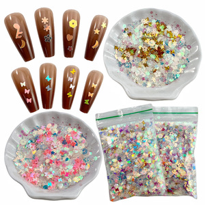 <span class=keywords><strong>Glitter</strong></span> in Polvere Misto Effetto Fata per Nail Art, Colore Illusione, Paillettes Dorate Scintillanti, Note Musicali, Farfalle, Luna, Stelle, Sognante, 10g, per Resina Epossidica - Product Image 1